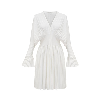 Claudette Vneck pleated mini dress