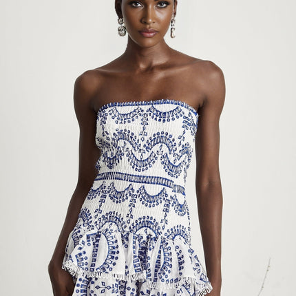 Claudia White Broderie Anglaise Off-Shoulder Mini Dress