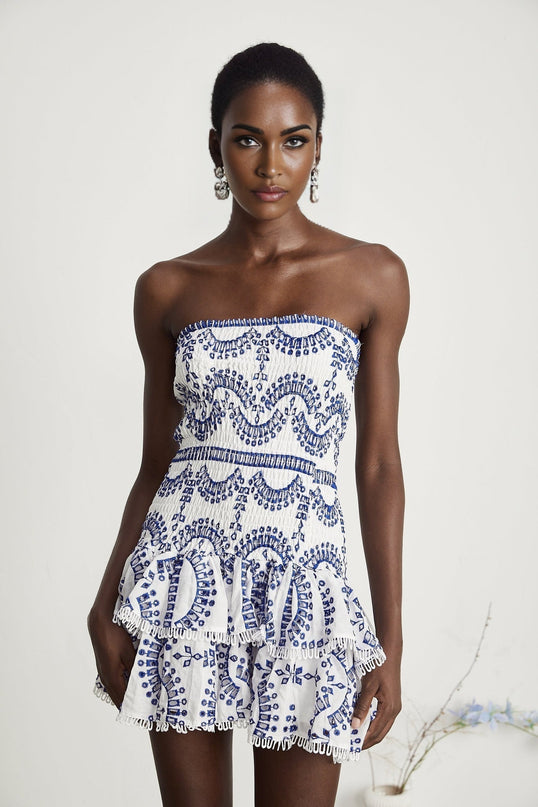Claudia White Broderie Anglaise Off-Shoulder Mini Dress