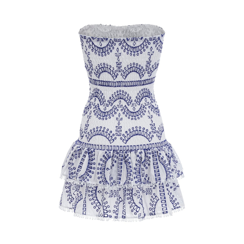 Claudia White Broderie Anglaise Off-Shoulder Mini Dress