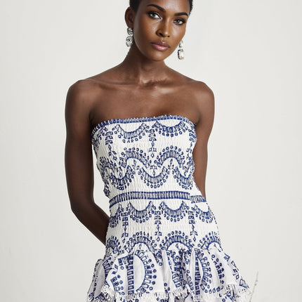 Claudia White Broderie Anglaise Off-Shoulder Mini Dress