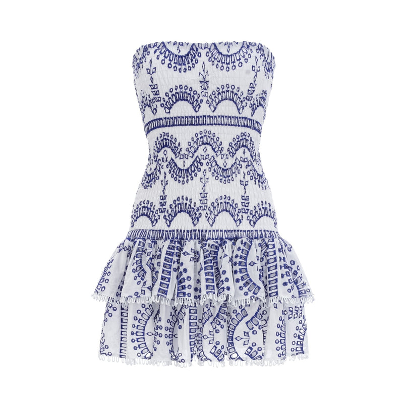 Claudia White Broderie Anglaise Off-Shoulder Mini Dress