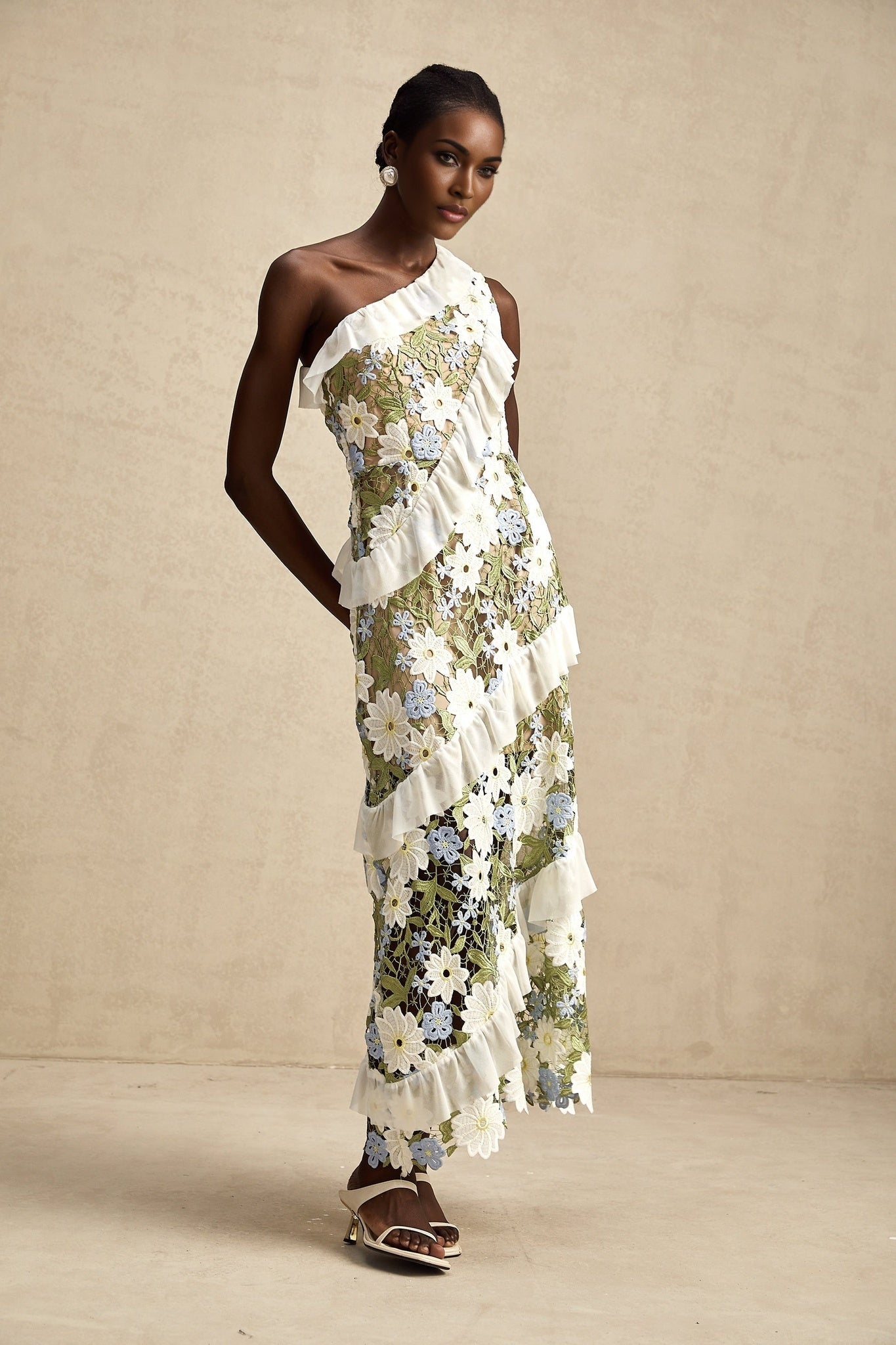 Clémence floral embroidered midi dress