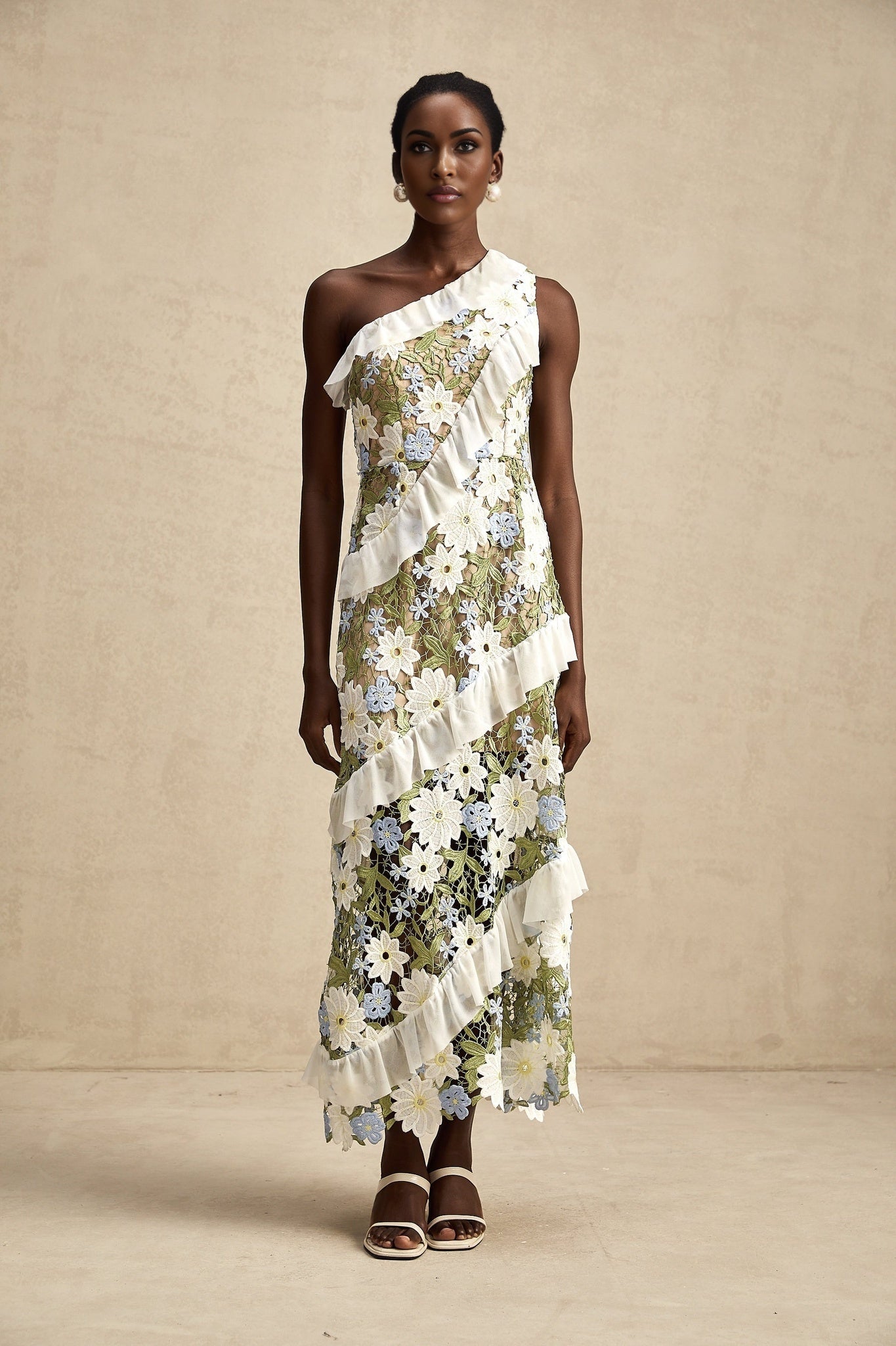 Clémence floral embroidered midi dress
