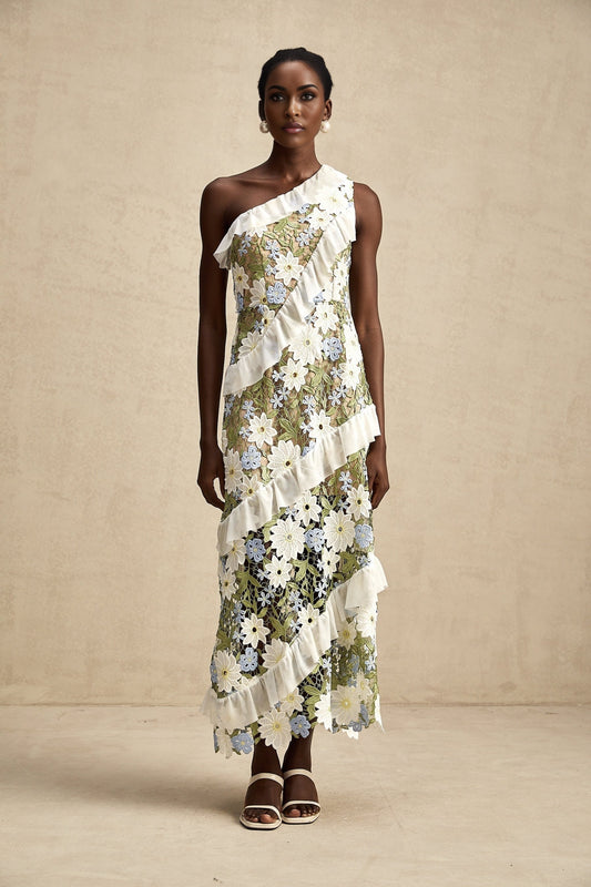 Clémence floral embroidered midi dress