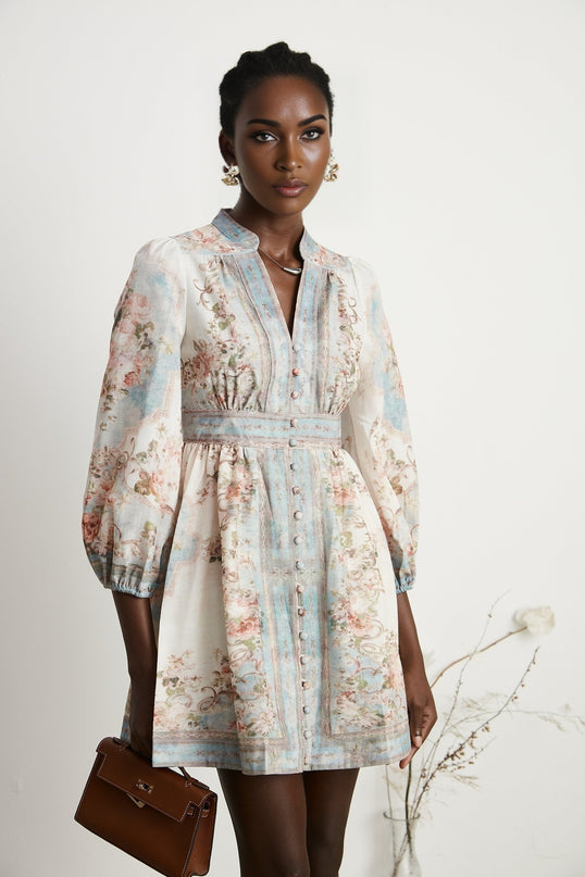 Clémence Romantic Floral Print Mini Dress