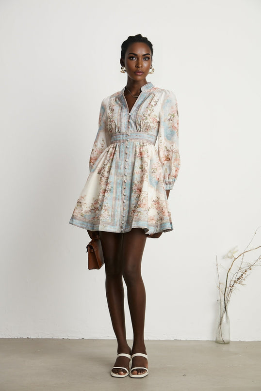 Clémence Romantic Floral Print Mini Dress