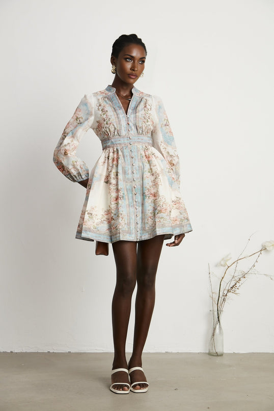 Clémence Romantic Floral Print Mini Dress