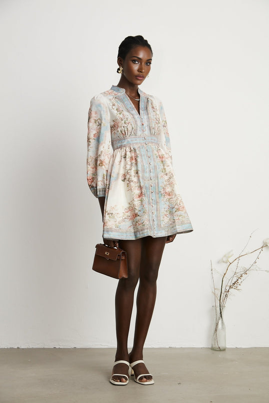 Clémence Romantic Floral Print Mini Dress