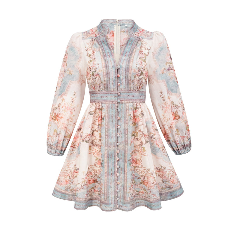 Clémence Romantic Floral Print Mini Dress