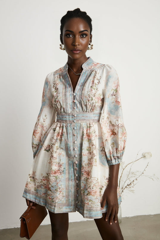 Clémence Romantic Floral Print Mini Dress