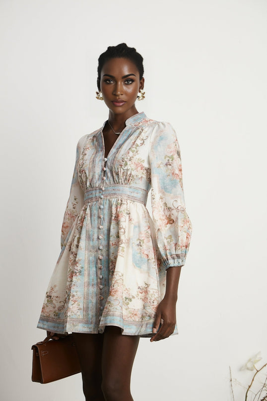 Clémence Romantic Floral Print Mini Dress
