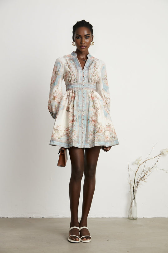 Clémence Romantic Floral Print Mini Dress