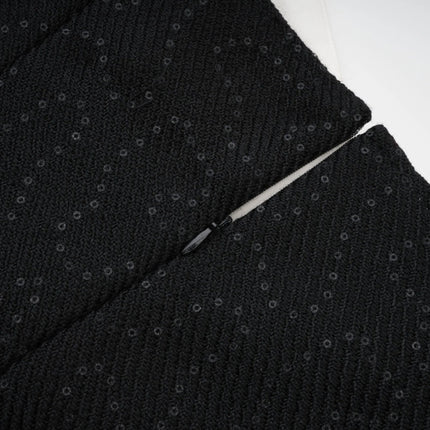 Clementina Black and White Sequin Bowknot Mini Dress