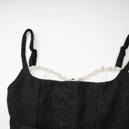 Clementina Black White Sequin Bowknot Mini Dress