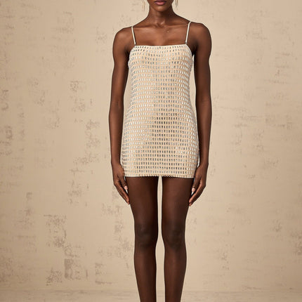 Clementina Neutrals Stud Embellished Mini Dress