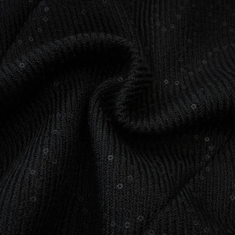 Clementina Sequin Bowknot Mini Dress Black White Crystal Embellishments Tweed Zip Back