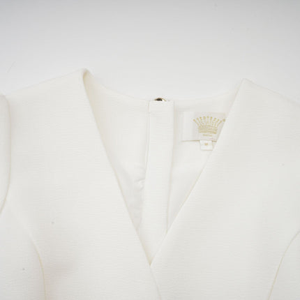 Clementina White Blazer Vneck Peplum Pleated Dress