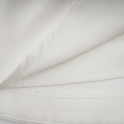 Clementina White Vneck Peplum Pleated Dress Aline Goldtone Buttons Shoulder Pads 100 Polyester Fiber