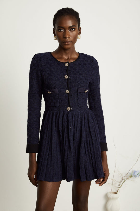 Cloé knitted pleated mini dress