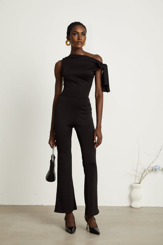 Clotilde black knitted top  trousers matching set