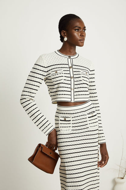 Colette pointelleknit cardigan  skirt matching set