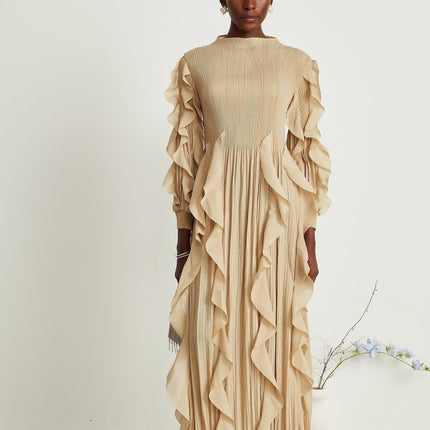 Colette ruffledtrim pleated maxi dress