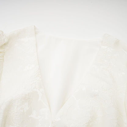 Colette white jacquard tiered mini dress