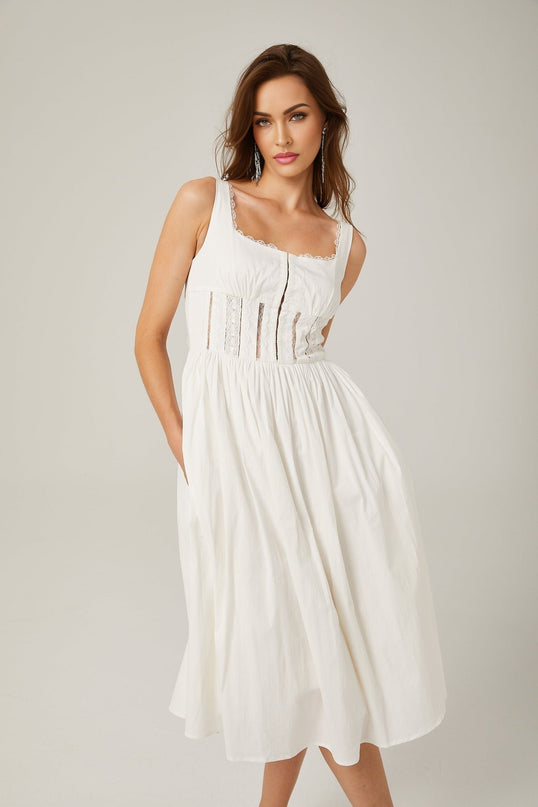 Colette White Lace Midi Dress Womens Fashion Sophistication