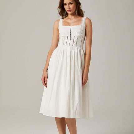 Colette White Lace Midi Dress