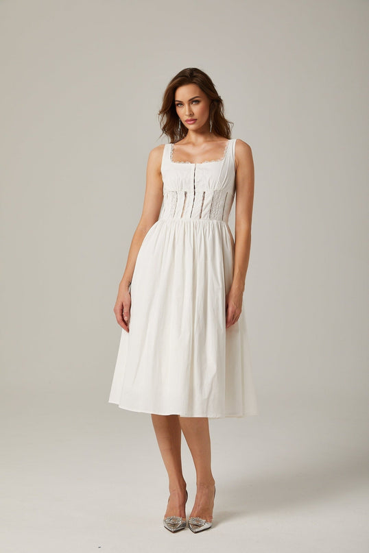 Colette White Lace Midi Dress