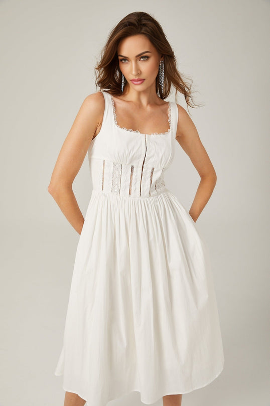 Colette White Lace Midi Dress Womens Fashion