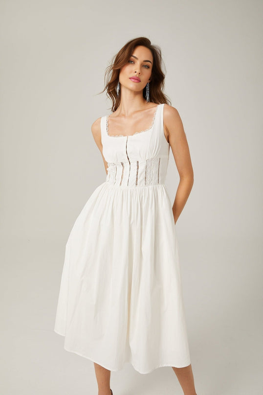 Colette White Lace Midi Dress Womens Fashion