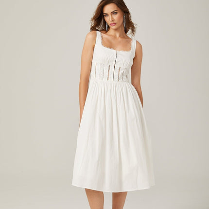 Colette White Lace Midi Dress