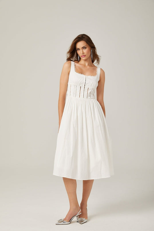 Colette White Lace Midi Dress
