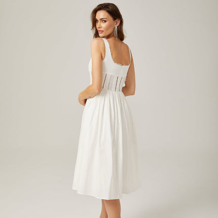 Colette White Lace Sleeveless Midi Dress