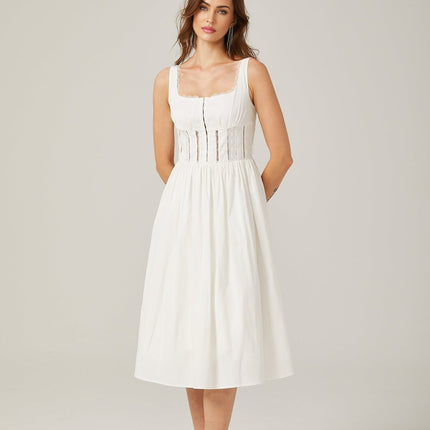 Colette White Lace Midi Dress Womens Fashion Elegance