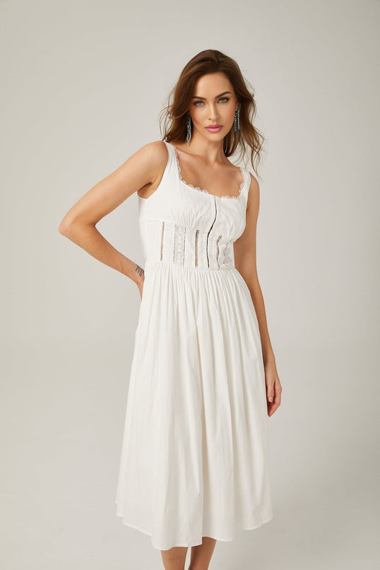 Colette White Lace Midi Dress