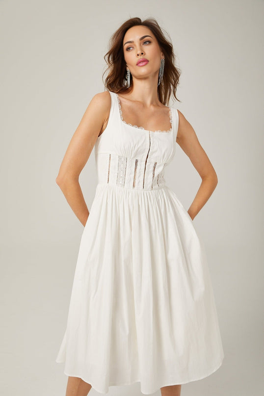 Colette White Lace Midi Dress