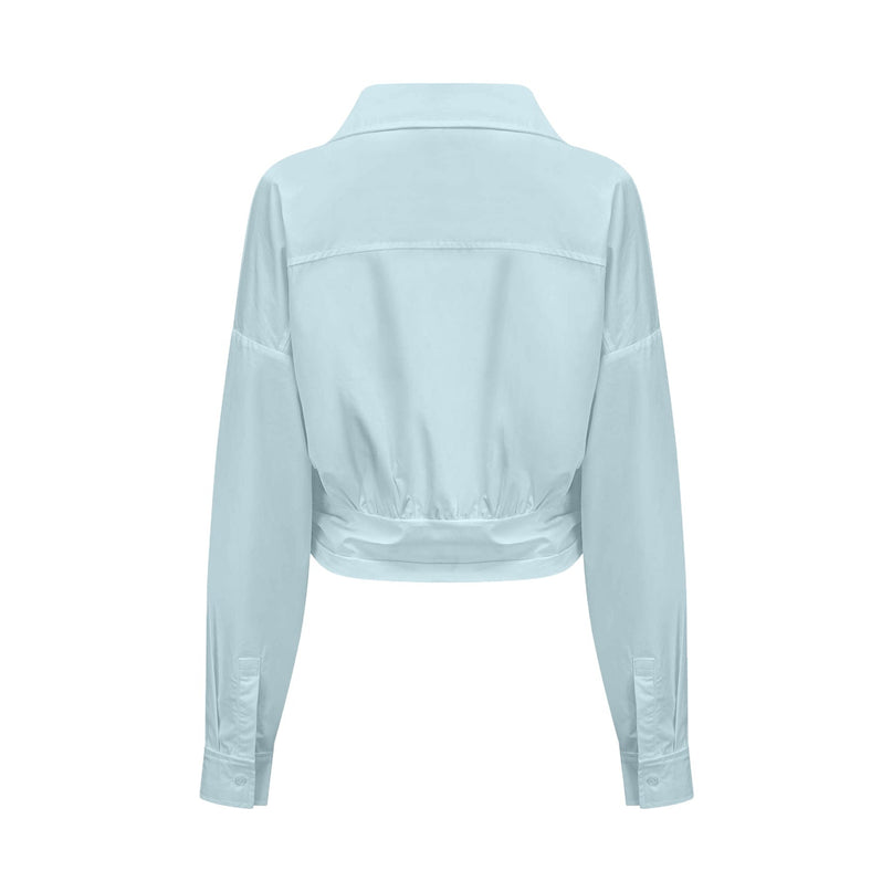 Coline Blue Asymmetrical Ruched Shirt