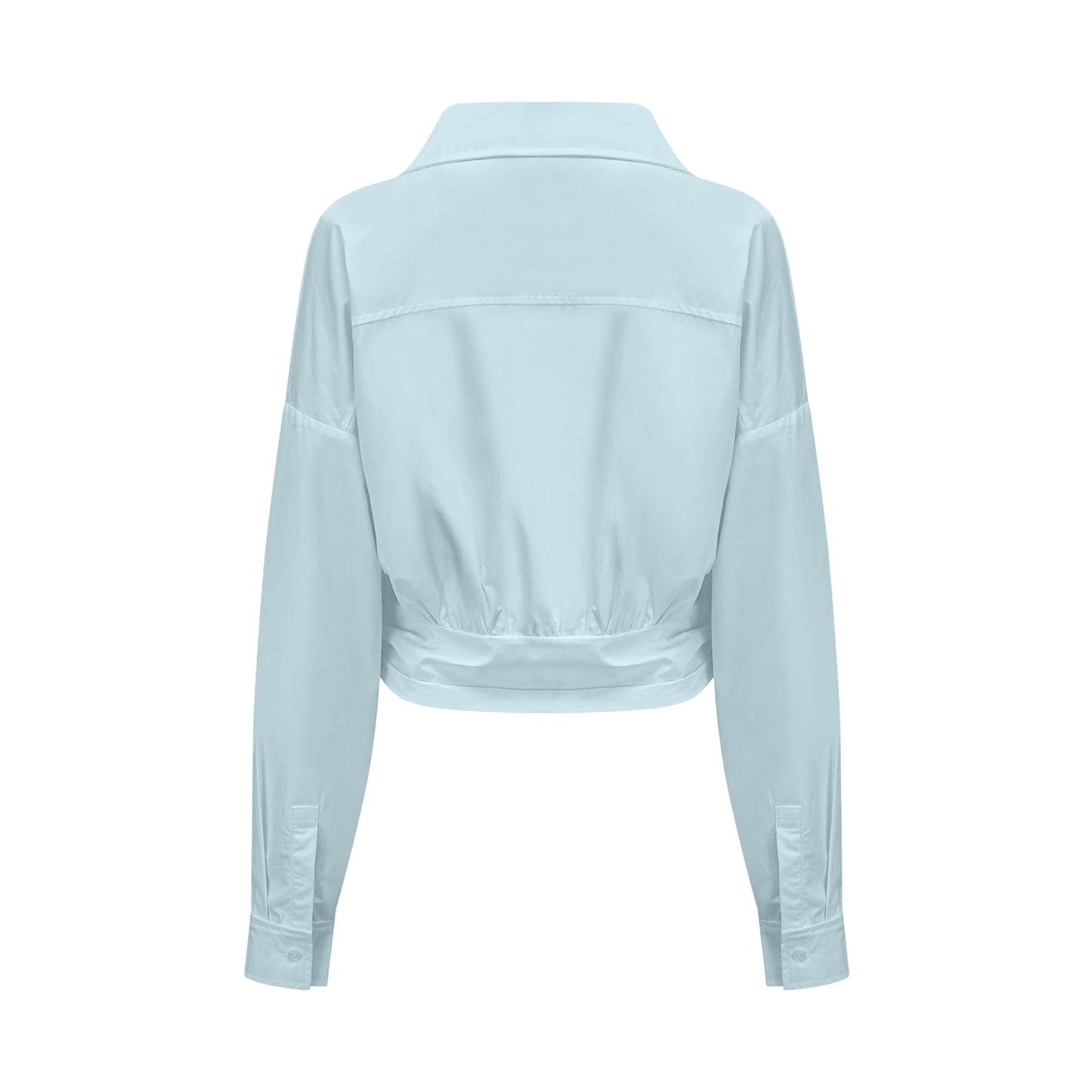 Coline Blue Asymmetrical Ruched Shirt