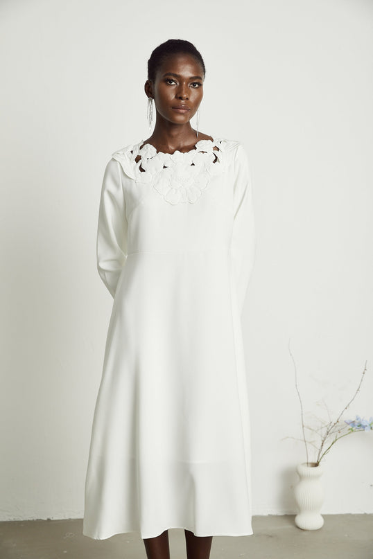 Coline floral embroidered cutout midi dress