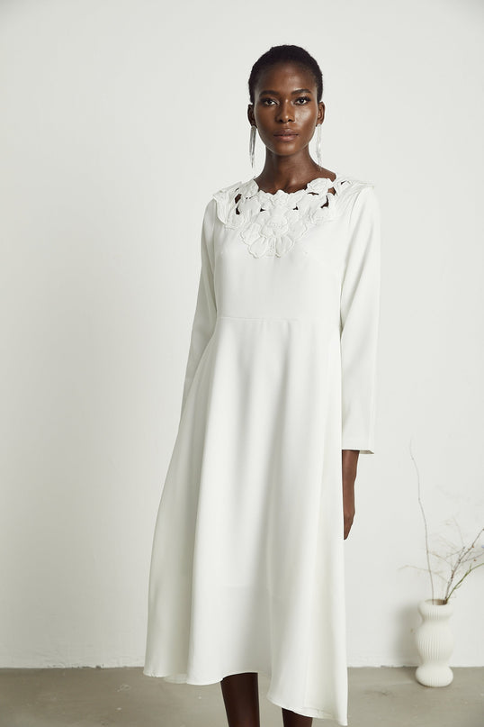 Coline floral embroidered cutout midi dress