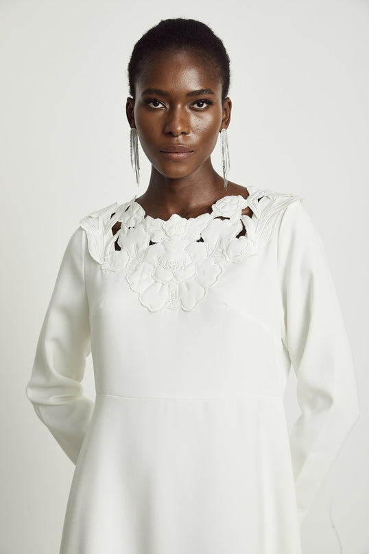 Coline floral embroidered cutout midi dress