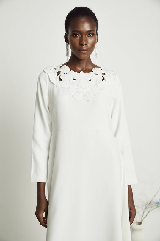 Coline floral embroidered cutout midi dress