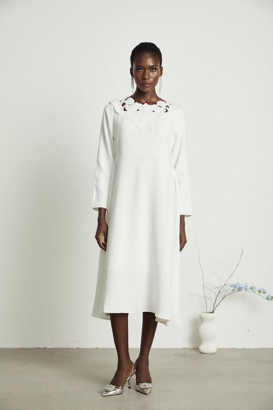 Coline floral embroidered cutout midi dress