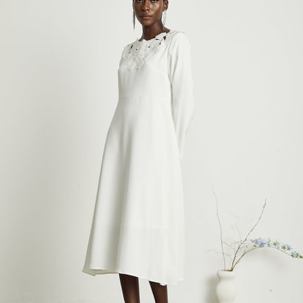 Coline floral embroidered cutout midi dress