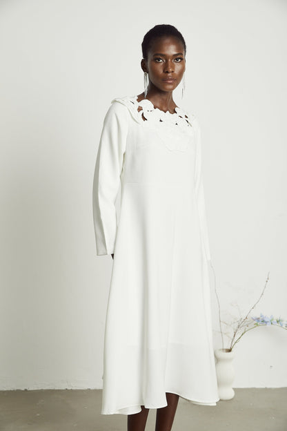 Coline floral embroidered cutout midi dress