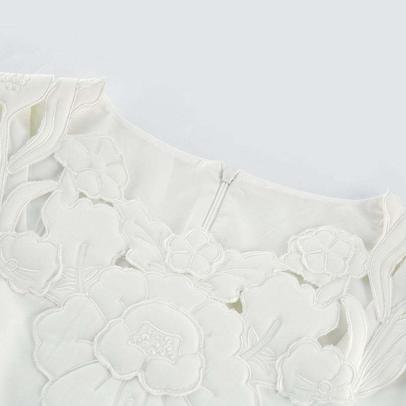 Coline floral embroidered cutout midi dress