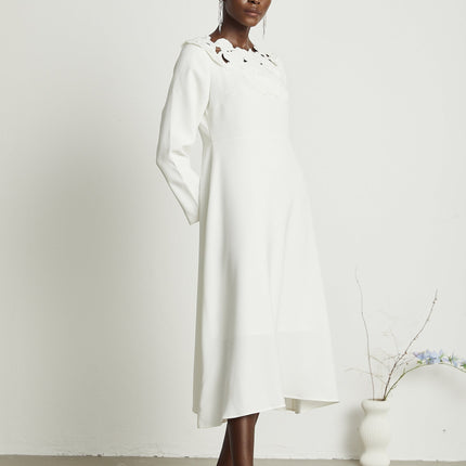 Coline floral embroidered cutout midi dress